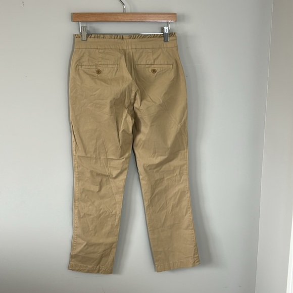 J Crew Crop Ruffle Chino Pant Khaki G2041 Classic Basic Career Sz 2 NEW - Picture 6 of 13